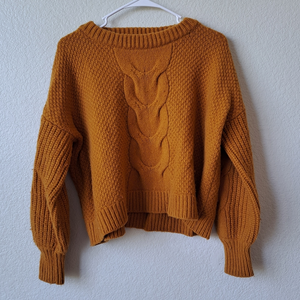 J.Crew Cable Knit Balloon Sleeve Sweater Size XS